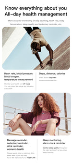 Heart Rate Blood Pressure Body Temperature Waterproof SmartWatch